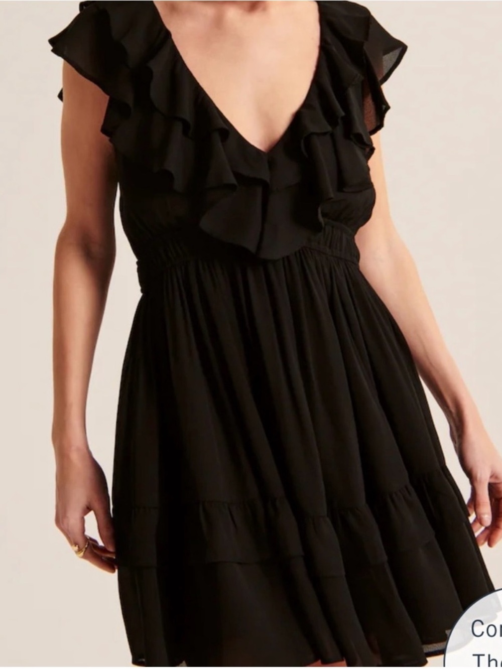 NWT Abercrombie & fitch ruffle flutter sleeve mini dress black size S